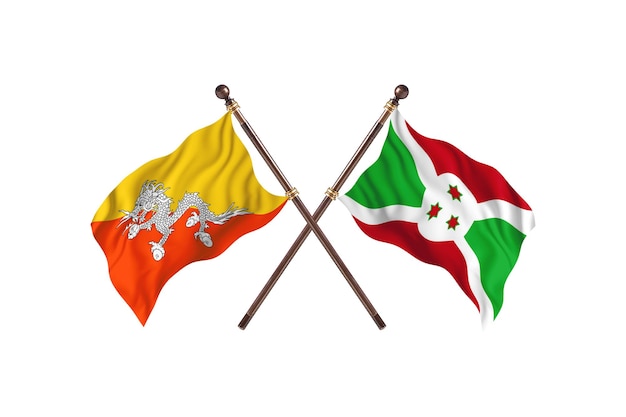 Bhutan versus Burundi Two Flags Background