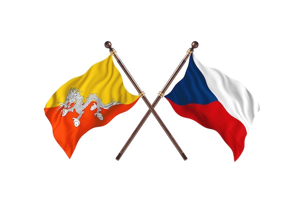 Bhutan versus Czech Republic Two Flags Background