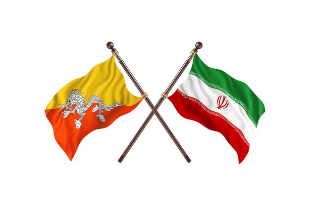 Bhutan versus Iran Twee vlaggen achtergrond