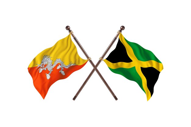 Bhutan versus Jamaica Two Flags Achtergrond