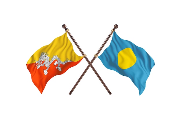 Bhutan versus Palau Twee vlaggenachtergrond