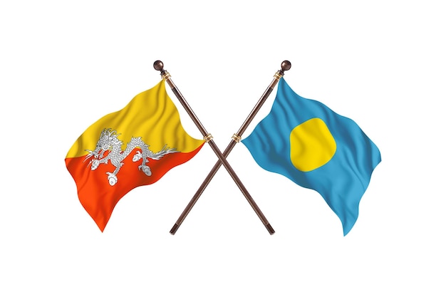 Bhutan versus Palau Two Flags Background