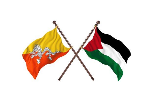 Bhutan versus Palestijnse twee vlaggenachtergrond