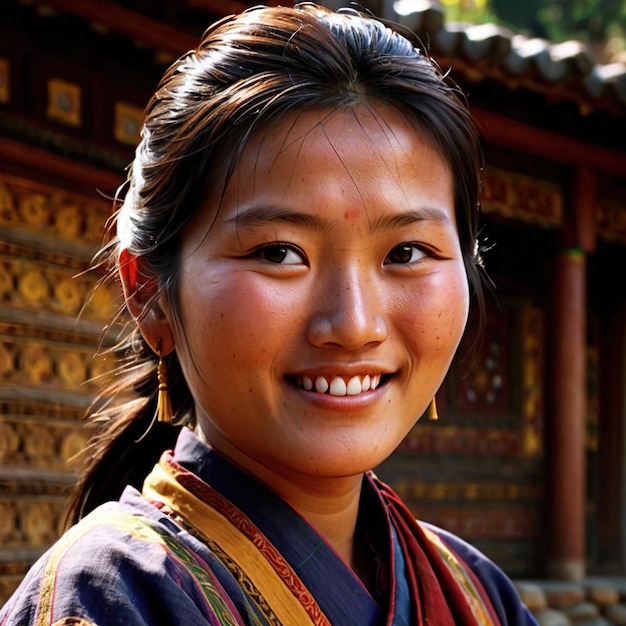 Foto bhutanese vrouw uit bhutan typische nationale burger