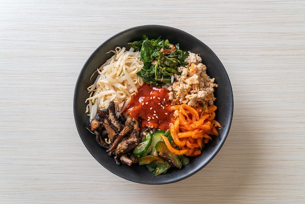 Bibimbap, Korean spicy salad with rice bowl