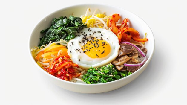 Bibimbap op een geïsoleerde witte achtergrond afbeelding