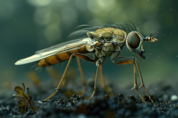 Photo bibio marci march flies with larvae damaging plant roots