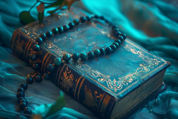 Bible with Rosary Beads