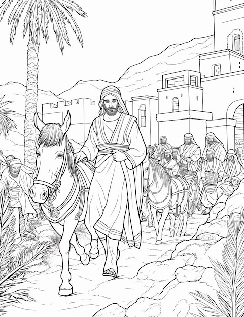 biblical coloring pages for kids Jesus entering jerusalem