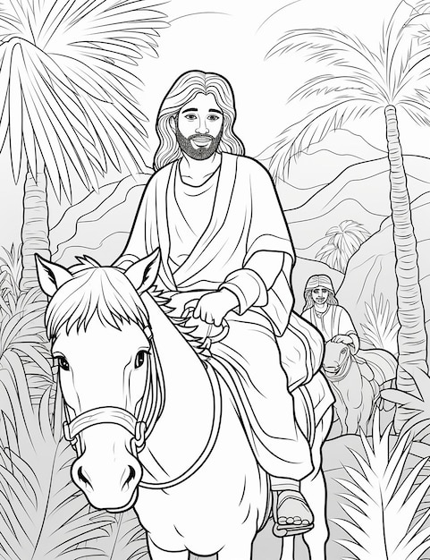 Photo biblical coloring pages for kids jesus entering jerusalem