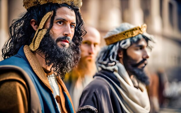 Foto scena biblica della nascita di gesù