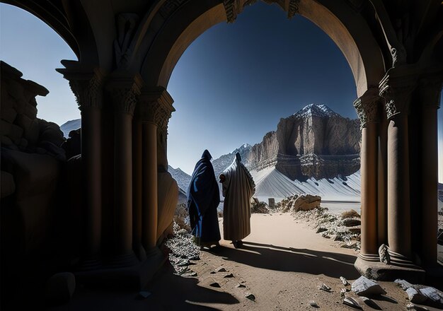 Фото Библейская сцена в пустыне