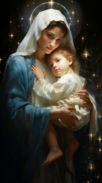 사진 예수 를 들고 있는 마리아 의 성서적 장면