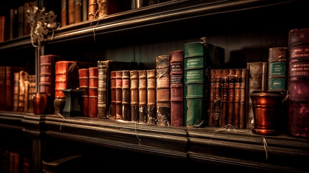 Bibliotheek boeken in een bibliotheek boeken in bibliotheekplanken boekenplank vol boekenplank Generatieve AI
