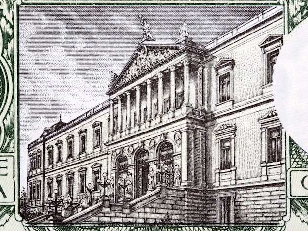 Foto bibliotheek en museumgebouw in madrid van spaans geld peseta