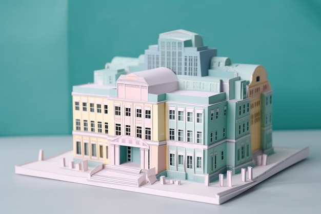 Foto bibliotheekgebouw 3d-model papierkunst