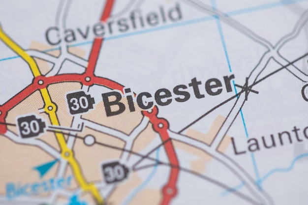 Bicester location road map Great Britain map