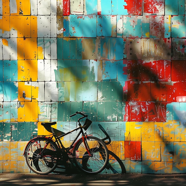 Bicycle as Silhouette Chain Link Shadow Cast on Wall Repeati Creative Photo Of Elegant Background