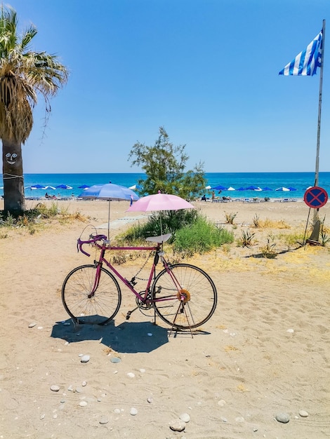 Bicycle beach flowers retro rhodes greece