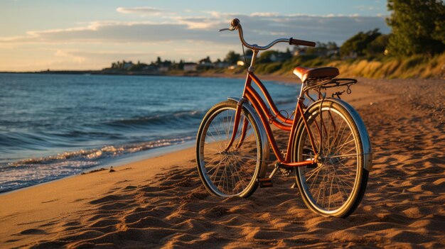 Photo bicycle at beach in morning