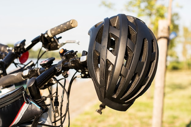 Premium Photo | Bicycle black helmet