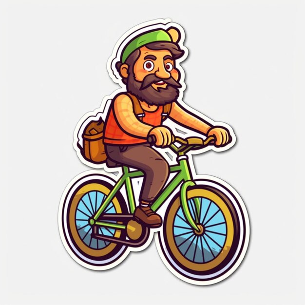 Photo bicycle cartoon style white background sticker 1