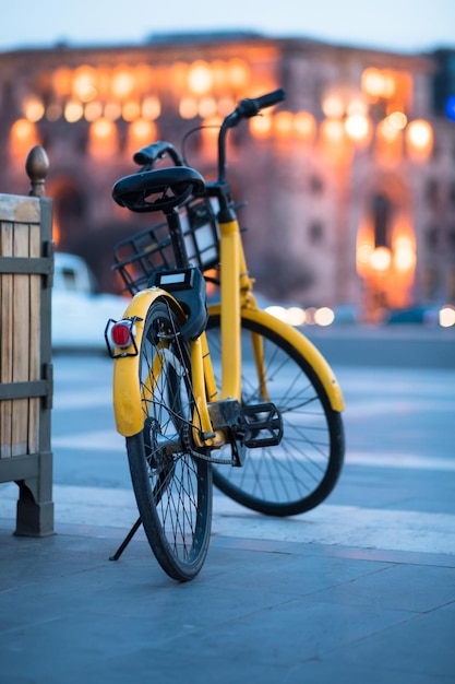 Bicycle in city street background