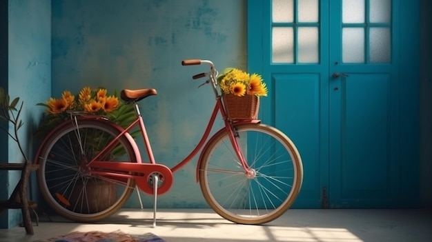 Bicycle and flowers Generative Ai