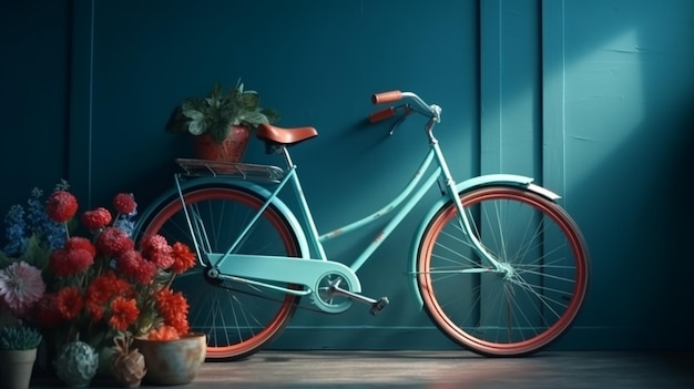 Велосипед и цветы Generative Ai