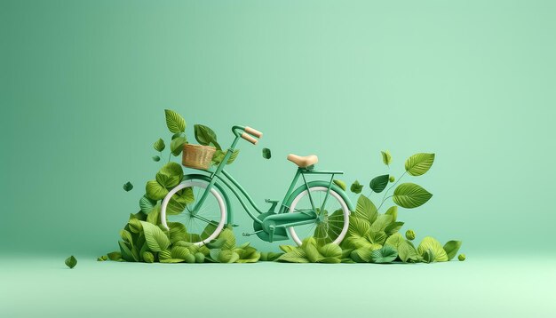自転車は環境に優しい交通手段です 自然に安全な地球の日コンセプト