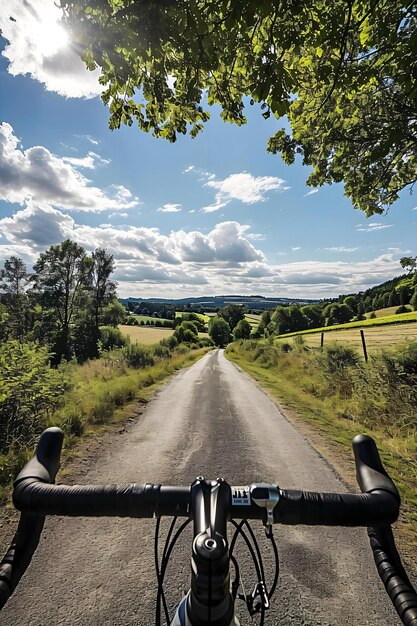 Photo a bicycle is parked on the side of the road