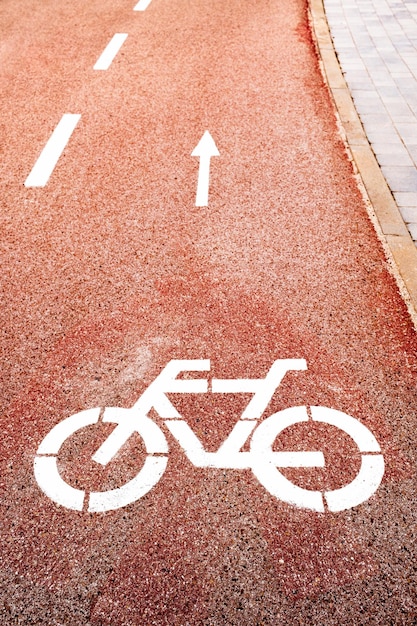 Bicycle lane sign on city road