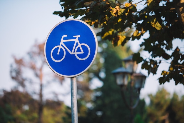 Bicycle lane sign in the street