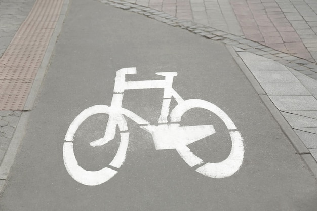 Bicycle lane sign on street