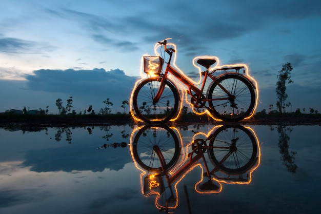 Photo bicycle light painting