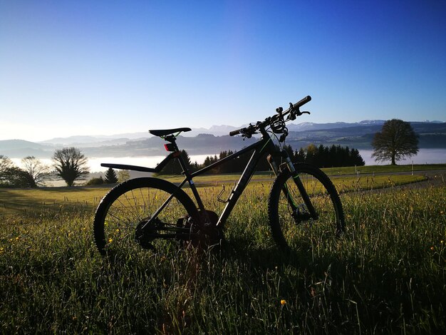 写真 空に向かってフィールドで自転車