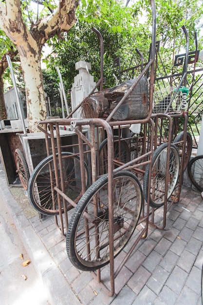 Foto bicicletta parcheggiata vicino ad un albero in città