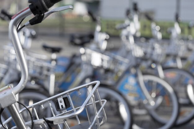 Bicycle parking in the city bike rental