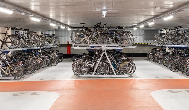 Bicycle parking Garage for bicycles Twolevel parking for bicycles