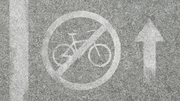 Bicycle pictogram painted on asphalt Concept bicycles cannot move forward 3d render