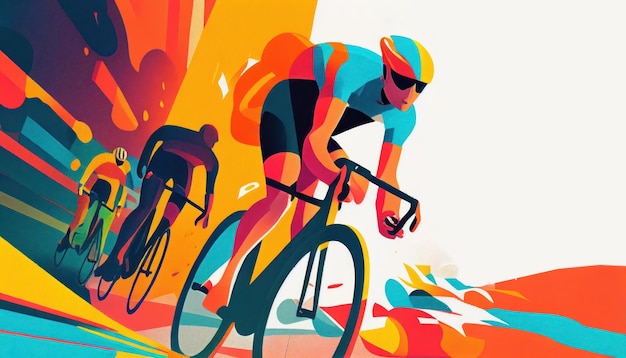 Bicycle race in the style of bright geometric abstractions by Generative AI