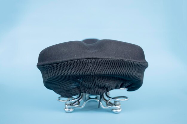 Bicycle saddle cover part of a bicycle isolated on blue background