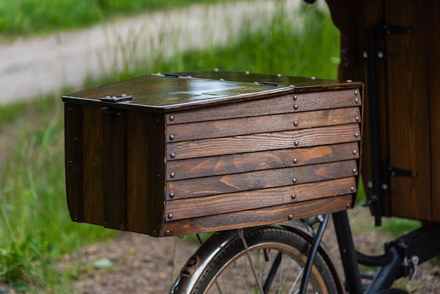 Bicycle sailing ship made of wood