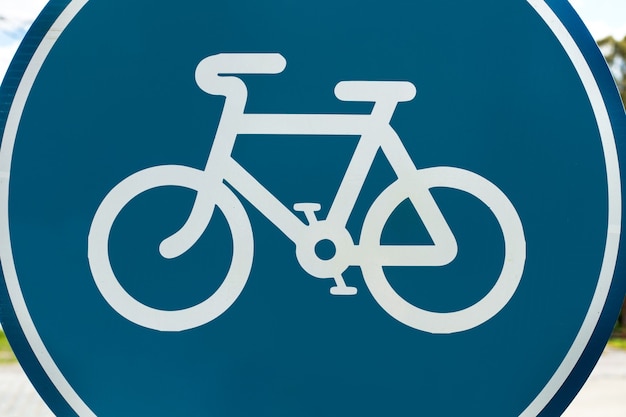 A bicycle sign in a close up view