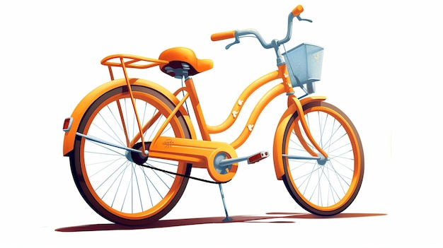 A bicycle simple closeup bright colors cartoon art white background Generative ai