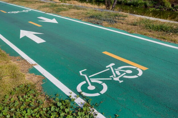 Bicycle symbol on city street