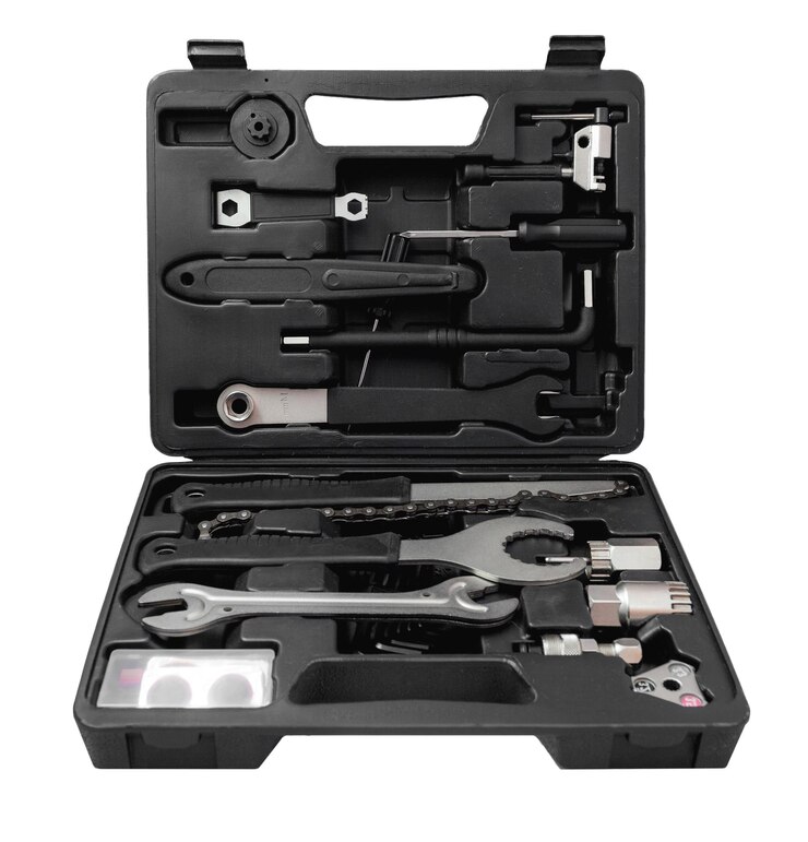 Photo bicycle tool kit on an isolated white background