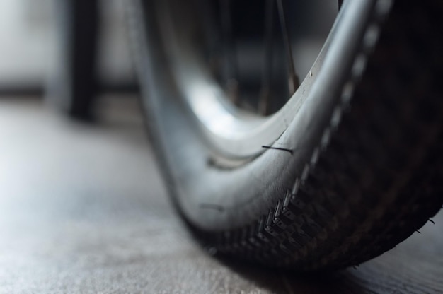 Bicycle wheel and tire close up abstract