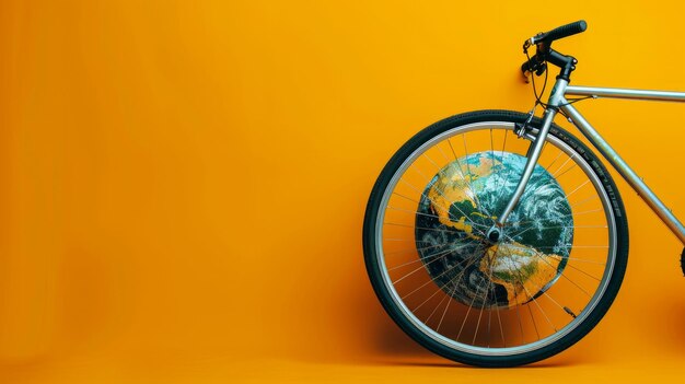 Foto la ruota della bicicletta si trasforma in terra