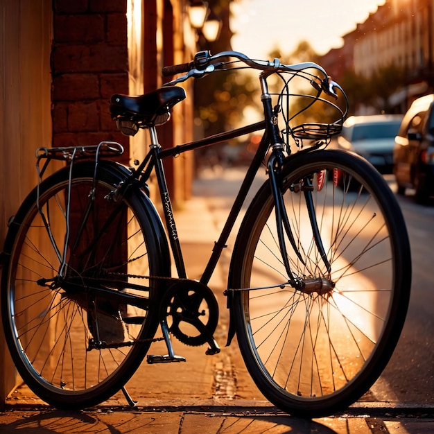 Photo bicycle wheeled urban transport for roads in city